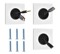 Xygobla 3 Pcs Cable Entry Cover Wall Mounted | Brush Plate Single Gang Panel Wall Cables Cover Panel Brush Faceplate Outlet Receptacle Cover 35mm Hole White
