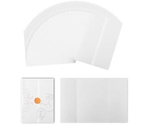 Xygobla 50 Pcs Pre-Folded Vellum Jackets, A5 210x150mm Folded / 310x210mm Open, Thick Cardstock Invitation Envelopes with 50 Heart Seal Stickers, for Wedding Birthday Baby Shower Bridal DIY