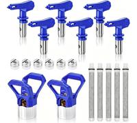 Xygobla 6Pcs Airless Paint Sprayer Tips,Reversible Paint Sprayer Nozzle Tips (211 315 417 515 517 523) with 2 Guards Base Sprayer and 5 Filters,Airless Spray Paint Gun Nozzle Homes Buildings Decks