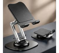 Xygobla Cell Phone Stand for Desk,360° Rotating Aluminum Mobile Phone Holder Foldable Desktop Phone Stand, Height Adjustable,Compatible with iPhone 17 16 15 14 Pro Max XR Xs X,Samsung,All 4"-8" Phones
