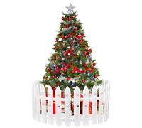 Xygobla Christmas Tree Fence, 15PCS Plastic White Picket Fence Panels 12 Inch Christmas Tree Guard Snowflake Reindeer Fences for Xmas Home Wedding Fairy Garden Party Decoration, 10x30cm
