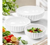 Xygobla Large Serving Bowls,3PCS Ceramic Soup Bowls 2.5 + 1.5 + 0.7 L,Dishwasher and Microwave Safe,Porcelain Fruit Serving Bowl Large Salad Bowl for Noodle Ramen,Fruit,Dessert,Cereal,Pasta,25+20+15cm