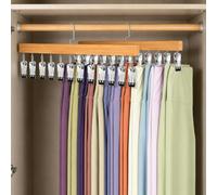 Xygobla Legging Organiser for Closet, 2 Pack Trouser Hangers with 360°Rotation Clips Clips Holds 24 Leggings Trousers, Black Rubber Coated Hanging Closet Organiser (Yellow)