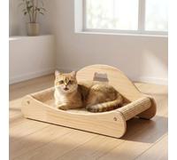 Xygobla Sisal Cat Scratcher Bed - Large Solid Wood Scratch Lounger & Cat Scratching Board, 58x32x11cm, Natural Beech Wood & Sisal Pad for Indoor Cats, No Mess Kitten Sleeping Nest