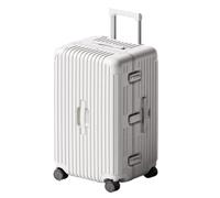 XYGQYJ Suitcases Luggage Thickened and Strong Aluminum Frame Suitcase Men's and Women's Trolley Case Coded Leather Suitcase Luggage(White,24in)