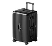 XYGQYJ Suitcases Luggage Thickened and Strong Aluminum Frame Suitcase Men's and Women's Trolley Case Coded Leather Suitcase Luggage(Black,26in)