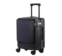 XYGQYJ Suitcases New Men's and Women's Luggage Multifunctional Front Opening Travel Code Box 20 Inches for Boarding Business Luggage(Black,24)