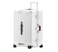 XYGQYJ Suitcases Newly Upgraded Suitcase, Men's and Women's Password Box, Rechargeable, Portable, Lightweight High-end Suitcase Luggage(White,20in)