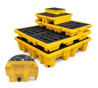 XygZythror Spill Containment Pallet, Spill Platform with Drain Outlet, Detachable Spill Containment Tray for factory Workshop Warehouse storage Pallets 120X60X17cm