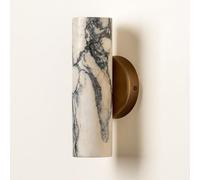 XYHAZCSM 9.45" Alabaster Wall Sconces, Metal Round Base Wall lamp, Modern Bathroom Vanity Lighting, Cylinder Spanish Marble Wall Light for Living Room, Bedroom, Hallway, Stairs