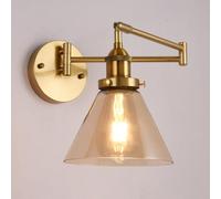 XYHAZCSM Rocker Wall Lamp Hardwired Wall Sconce with Clear Glass Shade, Vintage Bathroom Vanity Light Adjustable Wrought Iron Wall Lamp Farmhouse Wall Light Fixtures E27 Socket(Medium)