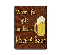XYHH Metal Tin Sign-When Life Gets Complicated Have A Beer Poster Illustration-Metal Tin Sign Retro Home Kitchen Office Garden Garage Wall Decor Tin Plaque CYY40x30cm