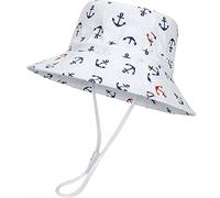 XYIYI Baby Anchor White Bucket Hat Adjustable Sun Hats Breathable Beach Hat for 1-2 Years Old Boys Girls