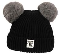 XYIYI Baby Kids Winter Warm Knit Hat Infant Toddler Crochet Fur Pom Beanie Cap for 6-24Months Boys Girls (Black)