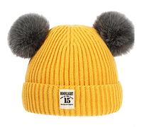 XYIYI Baby Kids Winter Warm Knit Hat Infant Toddler Crochet Fur Pom Beanie Cap for 6-24Months Boys Girls (Yellow)