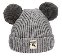 XYIYI Baby Kids Winter Warm Knit Hat Infant Toddler Crochet Fur Pom Beanie Cap for 6-24Months Boys Girls (Grey)