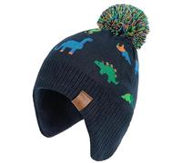 XYIYI Colorful Dinosaur Kids Baby Knitted Hat Toddler Winter Warm Fleece Lining Pompom Beanie Hat for 4-7 Years Old Boys Girls