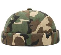 XYIYI Green Camo Mens Docker Cap Brimless Hats Skullcap Worker Sailor Cap Rolled Cuff Retro Beanie Hat