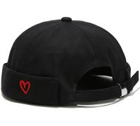 XYIYI Heart Black Mens Docker Cap Brimless Hats Skullcap Worker Sailor Cap Rolled Cuff Retro Beanie Hat