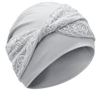 XYIYI Knot Chemo Headwear for Womens Cancer Patients, Stretchy Chemotherapy Headwraps Beanie Hats Light Gray