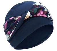 XYIYI Knot Chemo Headwear for Womens Cancer Patients, Stretchy Chemotherapy Headwraps Beanie Hats Navy Blue