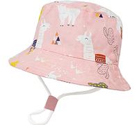 XYIYI Little Kids Pink Alpaca Bucket Hat Adjustable Sun Hats Breathable Beach Hat for 2-4 Years Old Boys Girls