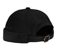 XYIYI Mens Black Docker Cap Brimless Hats Skullcap Worker Sailor Cap Rolled Cuff Retro Beanie Hat