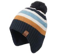 XYIYI Navy Striped Kids Baby Knitted Hat Toddler Winter Warm Fleece Lining Pompom Beanie Hat for 4-7 Years Old Boys Girls