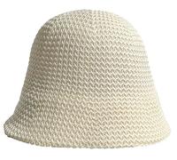 XYIYI Women Beige Mesh Woven Bucket Hat Crochet Sun Hat Summer Beach Fisherman Hats