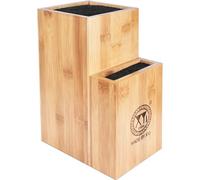 XYJ Bamboo Universal Knife Holder, Large Two-Level Knife Stand Organiser, Rustic Brown