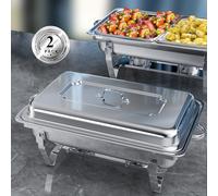 XYJBHB Chafing Dish Buffet Set of 2, Stainless Steel Chafing Dishes and Food Warmers with Lids, 1/2 Food Pans, Fuel Holders, 9L Buffet Trays for Restaurant Catering Parties Weddings Picnics