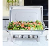 XYJBHB Chafing Dishes for Buffet, 9L 1 Pack Chafing Dish Buffet Set, Stainless Steel Buffet Food Warmers Sets for Catering Events Parties Dinners, Silver, Full Size