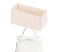XYJG Silk Bag Organiser Insert Fits Hermes Kelly Pochette/Mini/20/25/28/32/35/40, Luxury Handbag Organiser &Tote Shaper Insert (KL25,Craie)