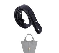 XYJG TC Leather Strap for Hermes Picotin/Lindy/Evelyne Bag, Multi Length Handmade Cowhide Crossbody Purse Strap for Handbag【27.6inch Long, 1.1inch Wide, Black (Silver Studs)】
