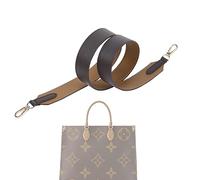 XYJG Vachetta Leather Strap for LV ONTHEGO bag,Double Sided Usable Color-blocking Cowhide Crossbody Adjustable Replacement Strap(1.6 Inch Wide,43.3 Inch Long,Wide Strap), 【wide Strap】color-blocking,