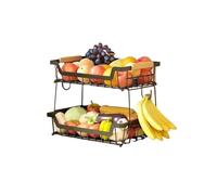 XYJIAOU2026 Fruit Baskets 2 Layers Kitchen Fruit Rack Double-Layer Detachable Storage Home Basket
