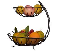 XYJIAOU2026 Fruit Baskets Wrought Iron Double Layer Fruit Basket 2 Tier Large Metal Wire Banana Hanger Holder Organizer