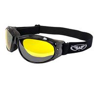 XYJTC Motorcycle Helmet Lens, Global Vision Eliminator Motorcycle Goggles (Black Frame/Yellow Lens)(Black Frame/Mirror Lens)