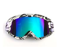 XYJTC Motorcycle Helmet Lens, HONCENMAX Motorcycle Goggles Motocross Glasses for Helmet Fog-Proof Windproof Riding Bike UV Protection Sunglasses Mask(White Frame - Colorful Lens)