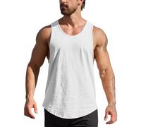 XYKJFIT 1 Pack Men's Workout Tank Tops Gym Sleeveless Vest Top Bodybuilding Fitness Muscle Athletic Shirts for Men White