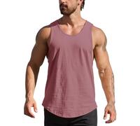 XYKJFIT Mens 1 Pack Workout Tank Tops Cotton Gym Shirts Men Sleeveless Bodybuilding Muscle Tees Fitness Tank Top Purple