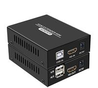XYKJOBC 60M HDMI KVM Extender over Cat5e/Cat6, 1080P HDMI, USB KVM Extender, Transmit with Loop out, Black, Rack Mount