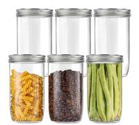 Xylanor 24 OZ Mason Jars Wide Mouth with Lids and Bands, 24OZ Tall Glass Ball Canning Jar airtight Storage, Safe Preserving Food or Pickle, Pack of 6