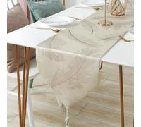 Xylara Coffee Table Runner for Living Room 78 Inches Long, Satin Look with Feather Embroidered Kitchen Table Runners Farmhouse 13x78 inches