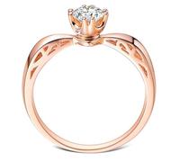 Xylara Ring for Women Rose Gold 18k, Womens Wedding Rings Solid Gold Solitaire with Natural Diamond 0.3ct, Size V 1/2