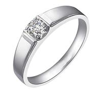Xylara Wedding Rings for Her Platinum, Womens Engagement Rings 5mm Solitaire with Diamond Lab Grown 0.3ct, Size I 1/2