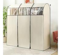 XYLGJYT Dustproof Protective Cover for Clothes Rail,Breathable Clothes Garment Rack Cover with Durable Zippers,for Garment Hanging Coat Racks,for Dresses, Coats,Beige-100 cm