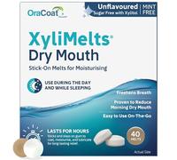 XyliMelts Dry Mouth Relief Discs Flavour Free (40 Count) - Xylitol Oral Adhering Tablets for Day or Night, Long-Lasting Dry Mouth Relief & Saliva Support