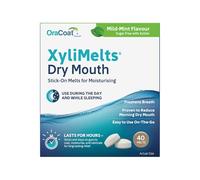 XyliMelts Dry Mouth Relief Discs Mild Mint (40 Count) - Xylitol Oral Adhering Tablets for Nighttime or Day Use, Long-Lasting Dry Mouth Relief & Saliva Support