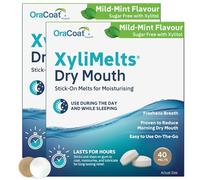 XyliMelts Dry Mouth Relief Discs Mild Mint (80 Count, Pack of 2) - Xylitol Oral Adhering Tablets for Long-Lasting Dry Mouth Relief & Saliva Support Day or Night